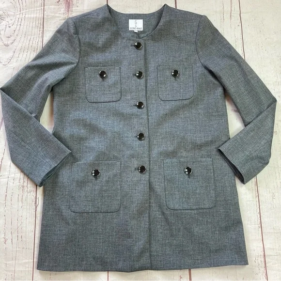 G by Gustavo Arango Size 16 Pocketed Jacket Blazer Duster Button Stretch Career - Picture 2 of 9